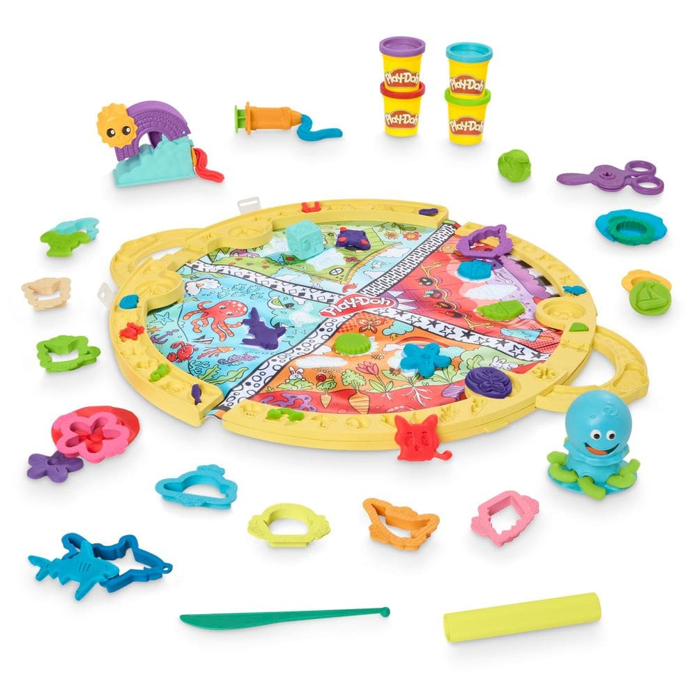 Conjunto inicial Play-Doh Fold & Go Playmat com 19 acessórios
