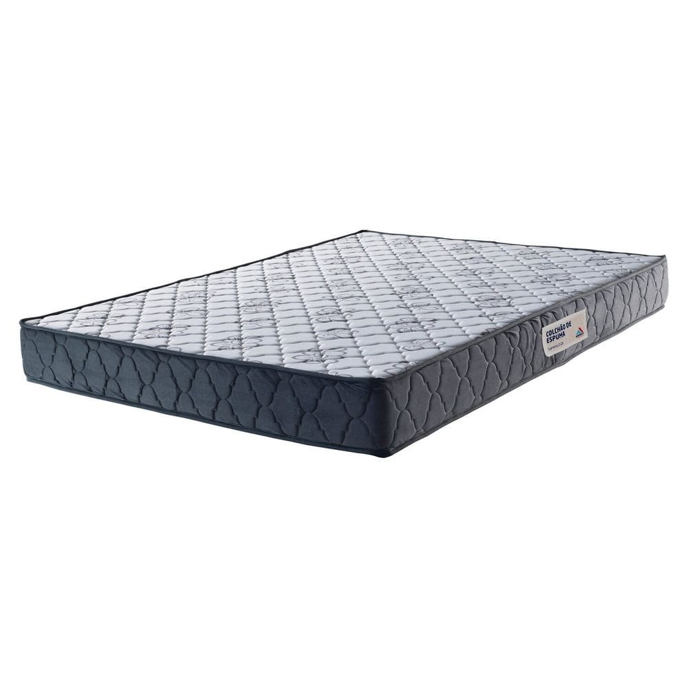 Colchão de Casal Espuma D-28 100% Poliéster 138cm X 17cm Supremo Cinza Claro / Branco