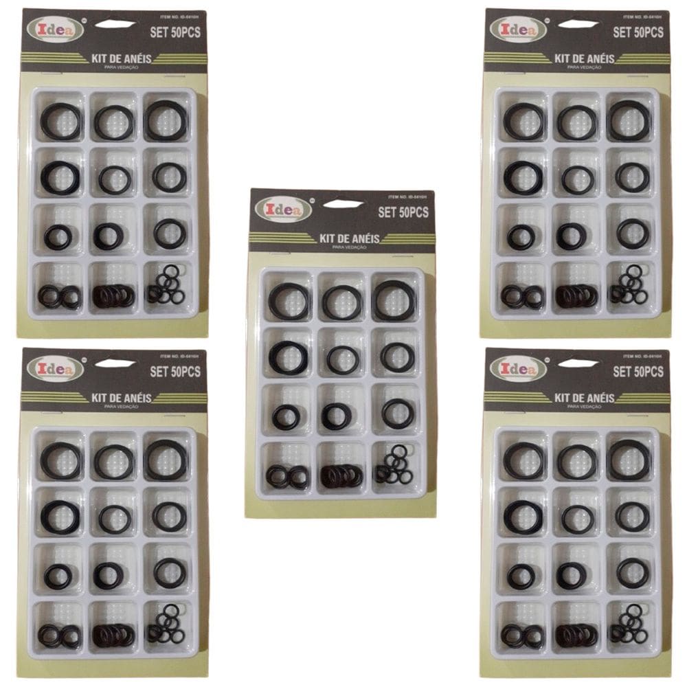 Kit 5 Jogos C/ 50 Anéis Vedação Borracha O-Ring 12 Tamanhos