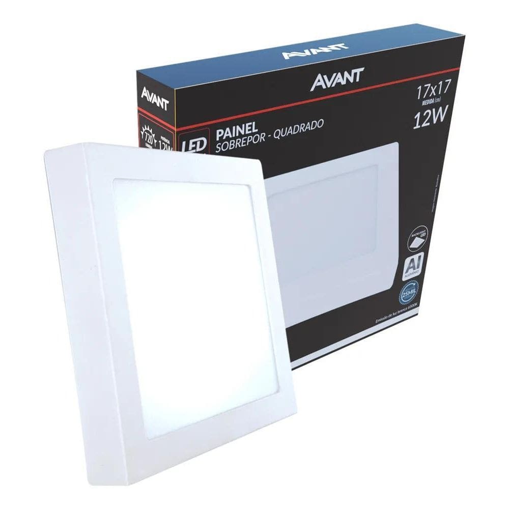 2X Painel Led Plafon Aluminio Sobrepor 12W 6500K Branco Frio
