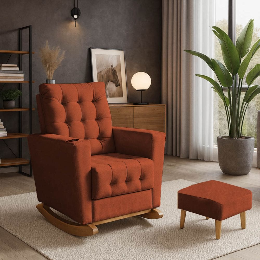 Poltrona Duna Amamentação Balanço e Puf TerraCota