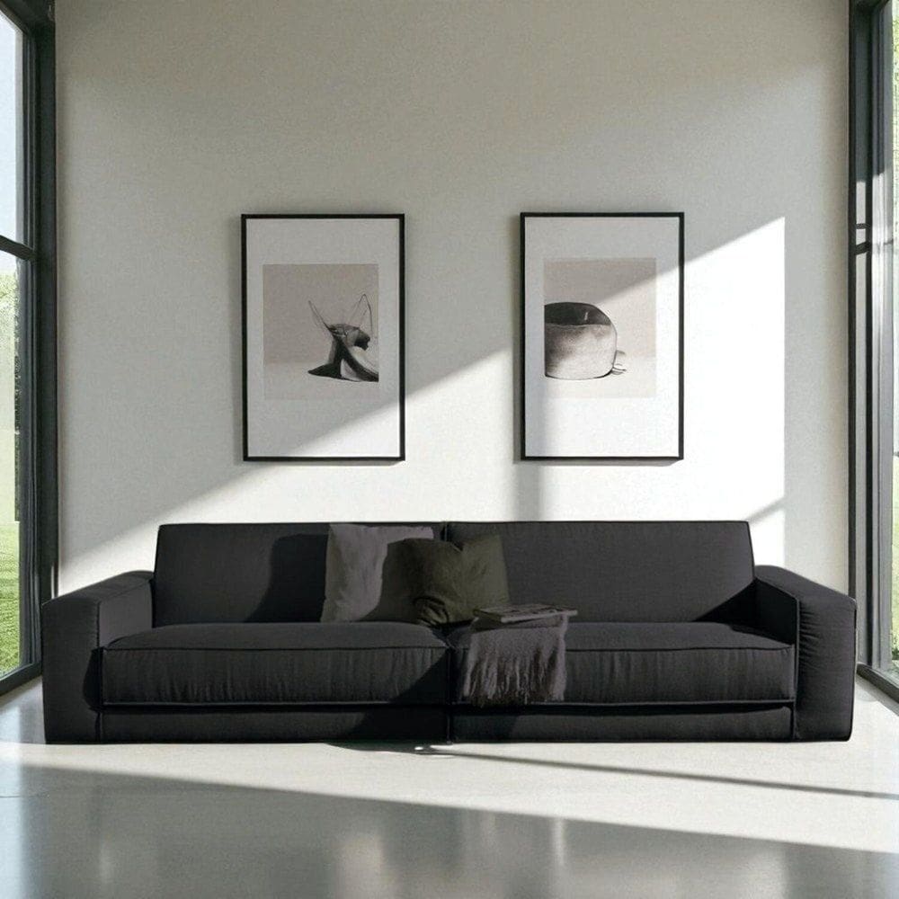 Sofá 2 Lugares King-size Revestimento em Sarja 266cm Preto