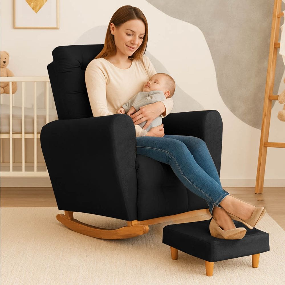 Poltrona Amamentação Base Balanço Cecilia Preto