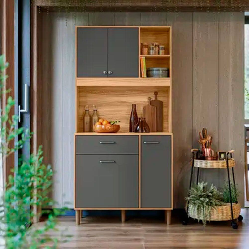 Cozinha Compacta com Tampo 4 Portas 1 Gaveta em MDP Erva Doce Nicioli