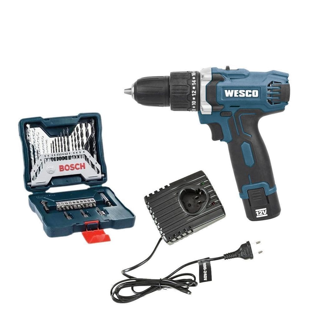 Furadeira Paraf Impacto 12V Ws2547 Wesco Biv + Kit X-Line