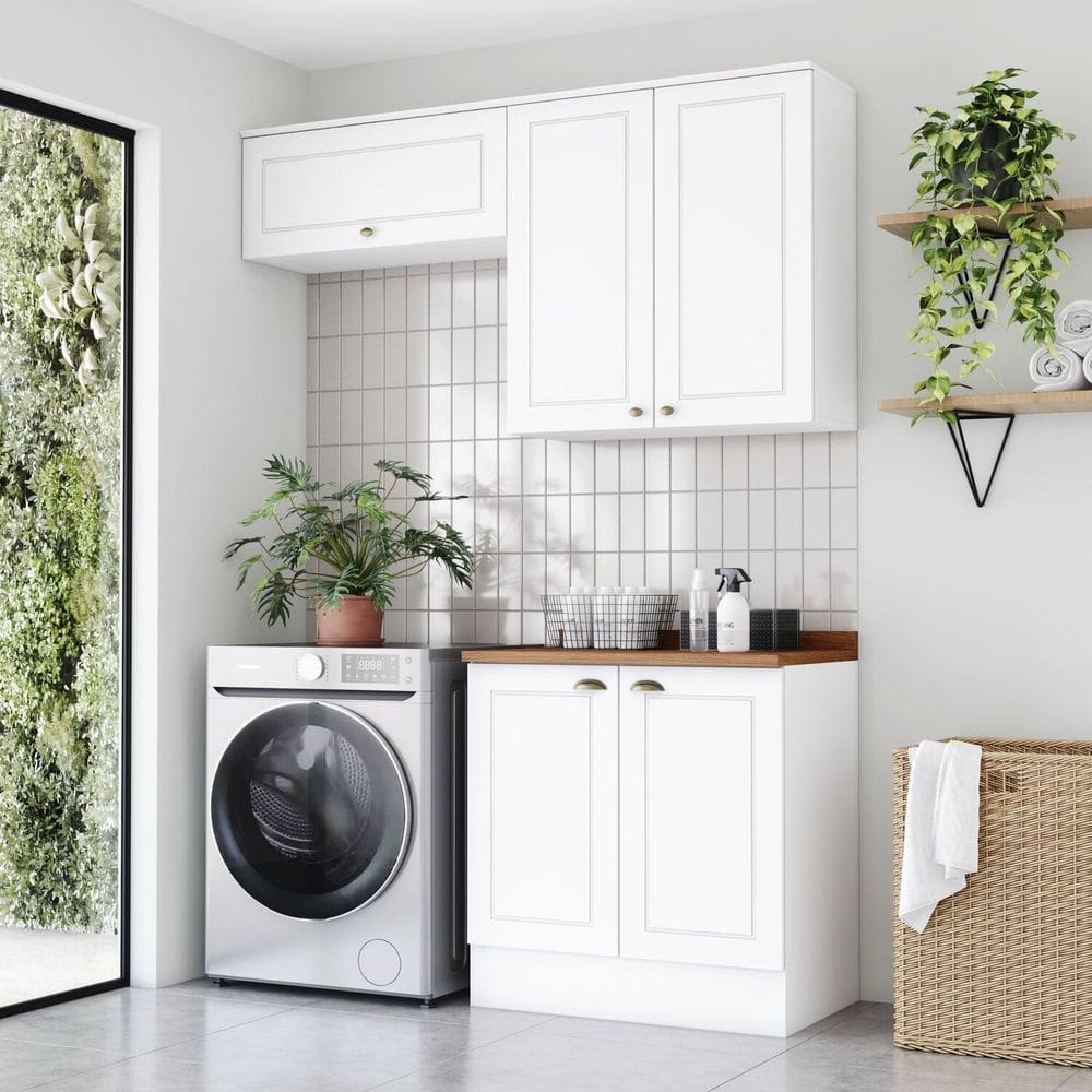 Lavanderia Modulada 3 Peças com Tampo Internacional Branco/Marrom