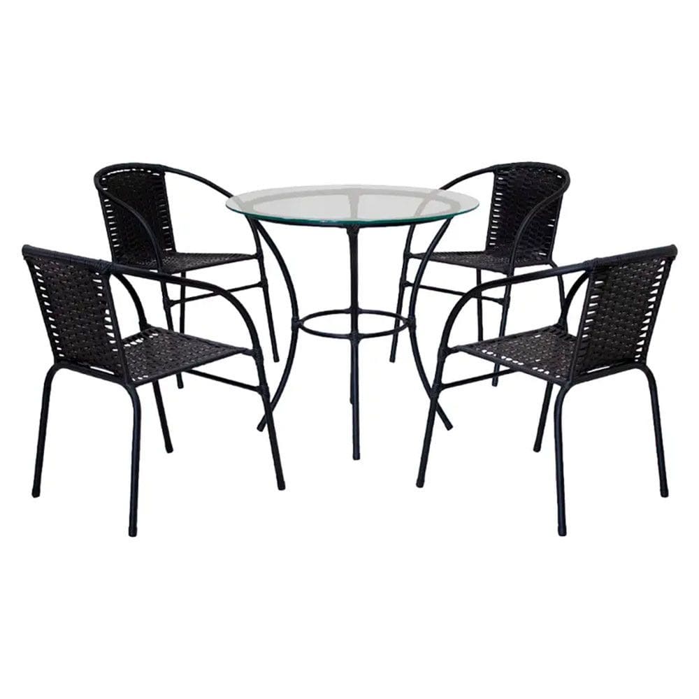 Conjunto de Mesa 4 Cadeiras Tampo de Vidro Happy Hour Cadeiras Fama