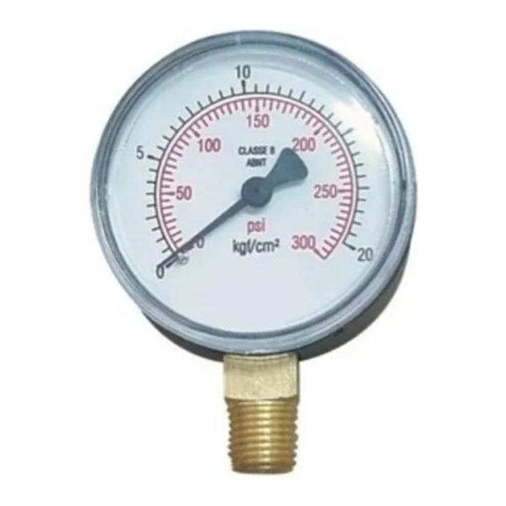 2X Manometro Relogio Medidor De Pressão 300 Psi 21 Kg 1/4 Np