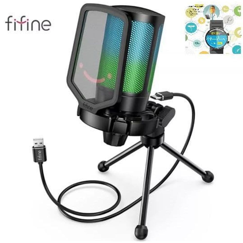 Fifine A6V Microfone Gamer Rgb Fifine Condensador