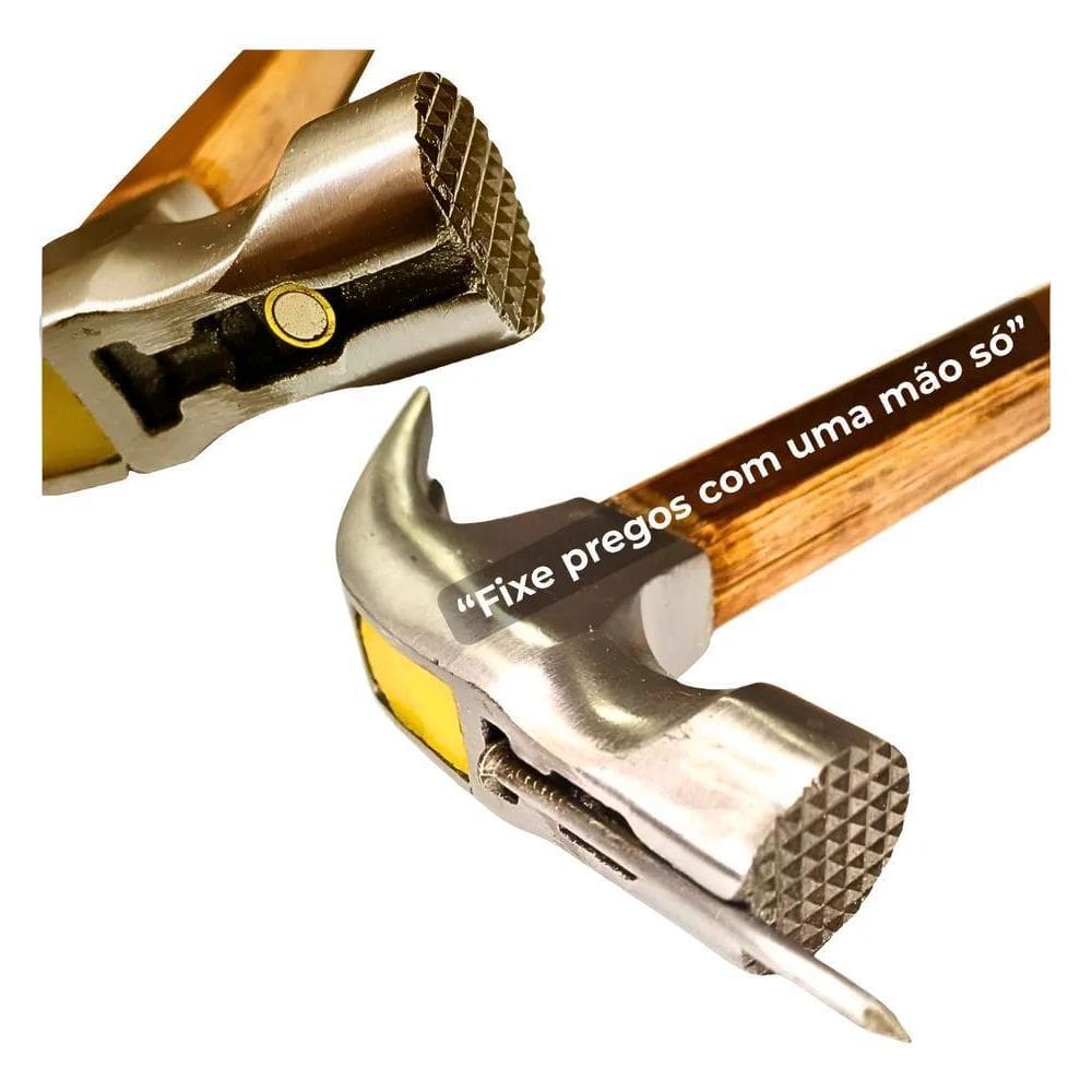 2X Martelo Unha Cabo Madeira Madeirite Longo Porta Prego Obr