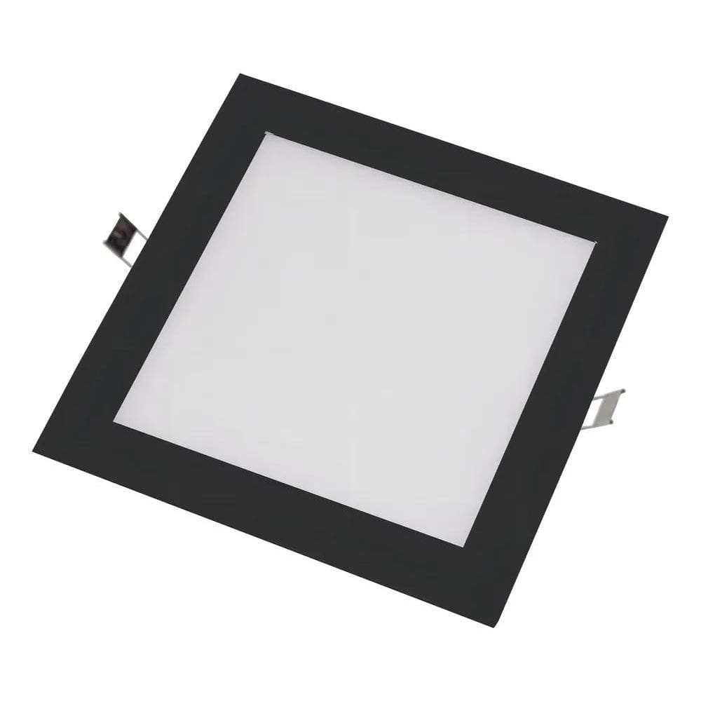 2X Painel Plafon Preto Luminária Led Quadrado Embutir 25W Co