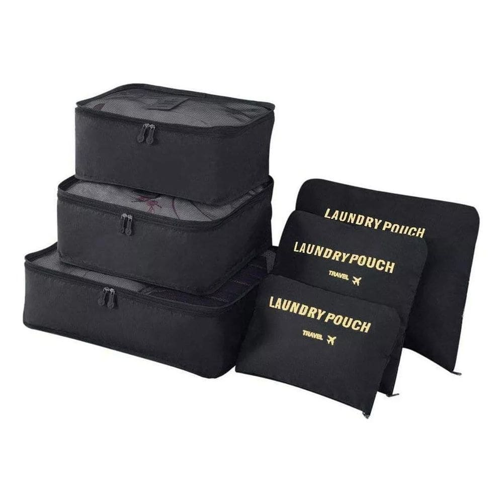 Kit Organizador De Malas Essencial Para Viagens 6 Pecs Preto
