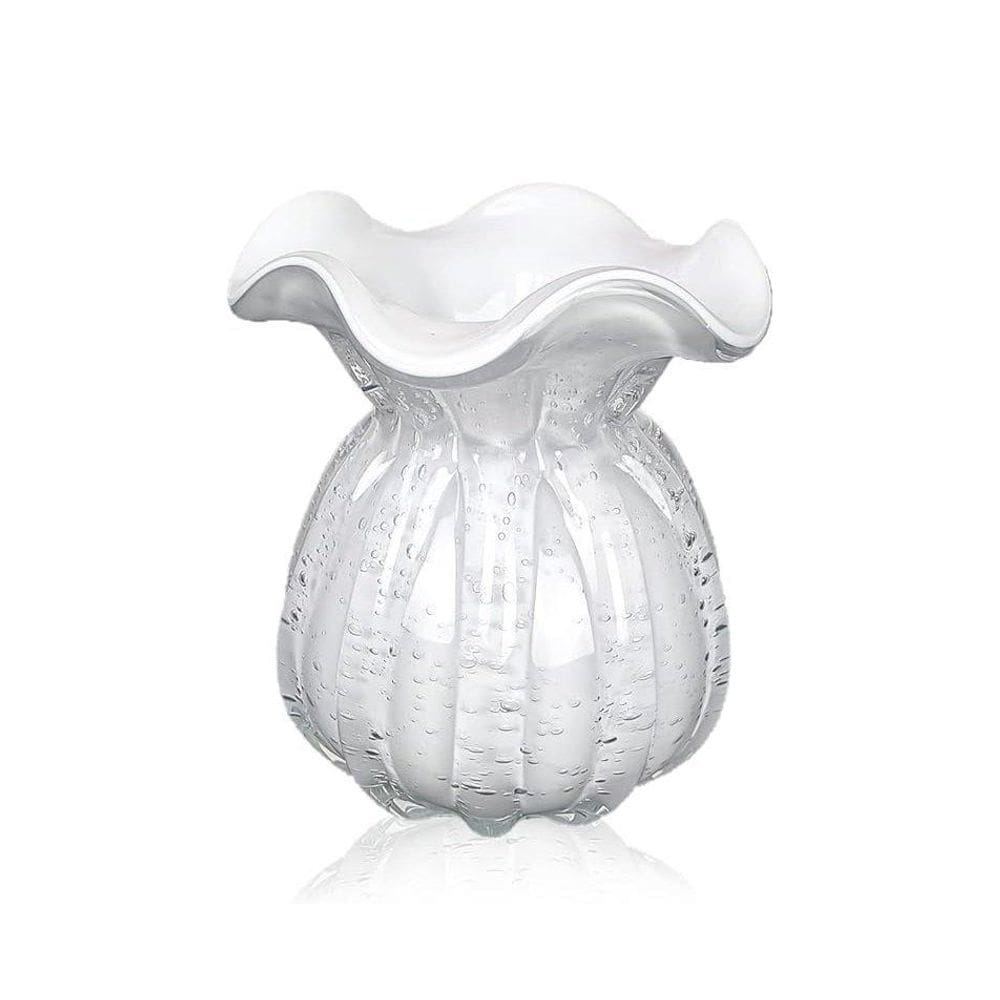 Vaso De Vidro Murano Trouxinha Veneza 12X14Cm Jolitex Rosa