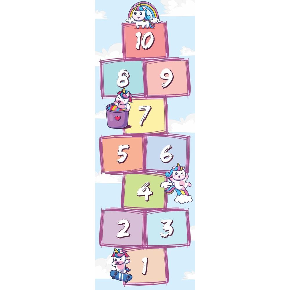 Adesivo De Chao Amarelinha Infantil Unicornio Arco Iris 3X1M