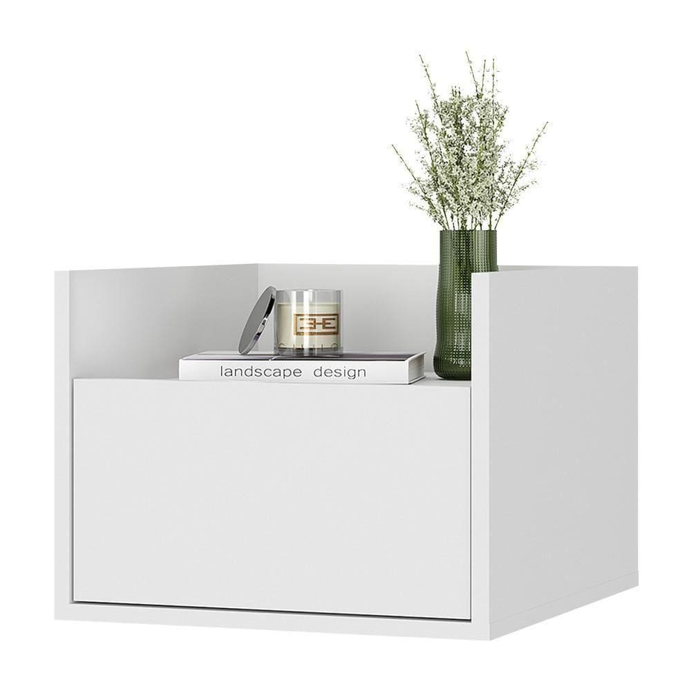 Mesa De Cabeceira 40Cm Suspensa Multimóveis V4040 Branca Branco