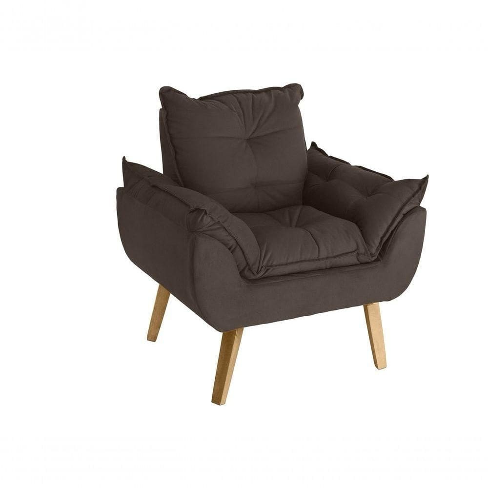 Poltrona/cadeira Decorativa Glamour Opala Com Pés Quadrado Marrom