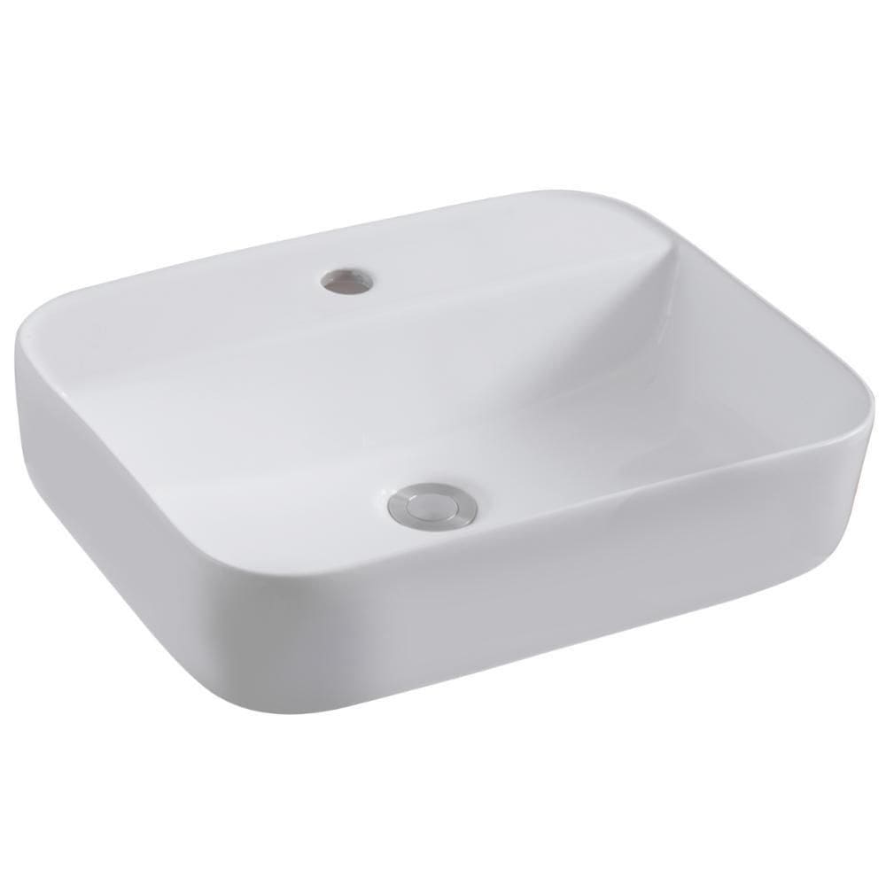 Cuba Pia De Apoio Retangular Para Banheiro/lavabo 50x39cm Cannes Zagonel Louças - Com Deck - Branco