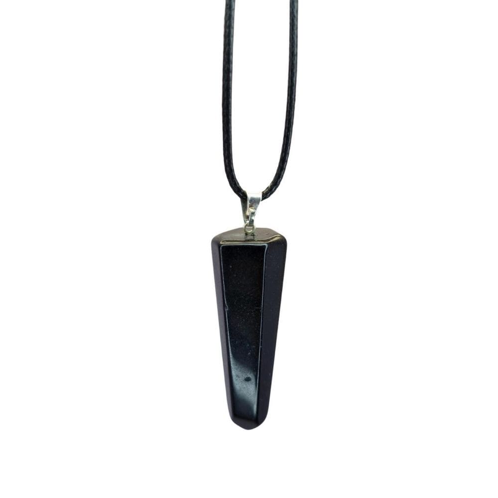 Colar Cordão Com Pingente De Pedra Ponta Ônix Rolada Natural