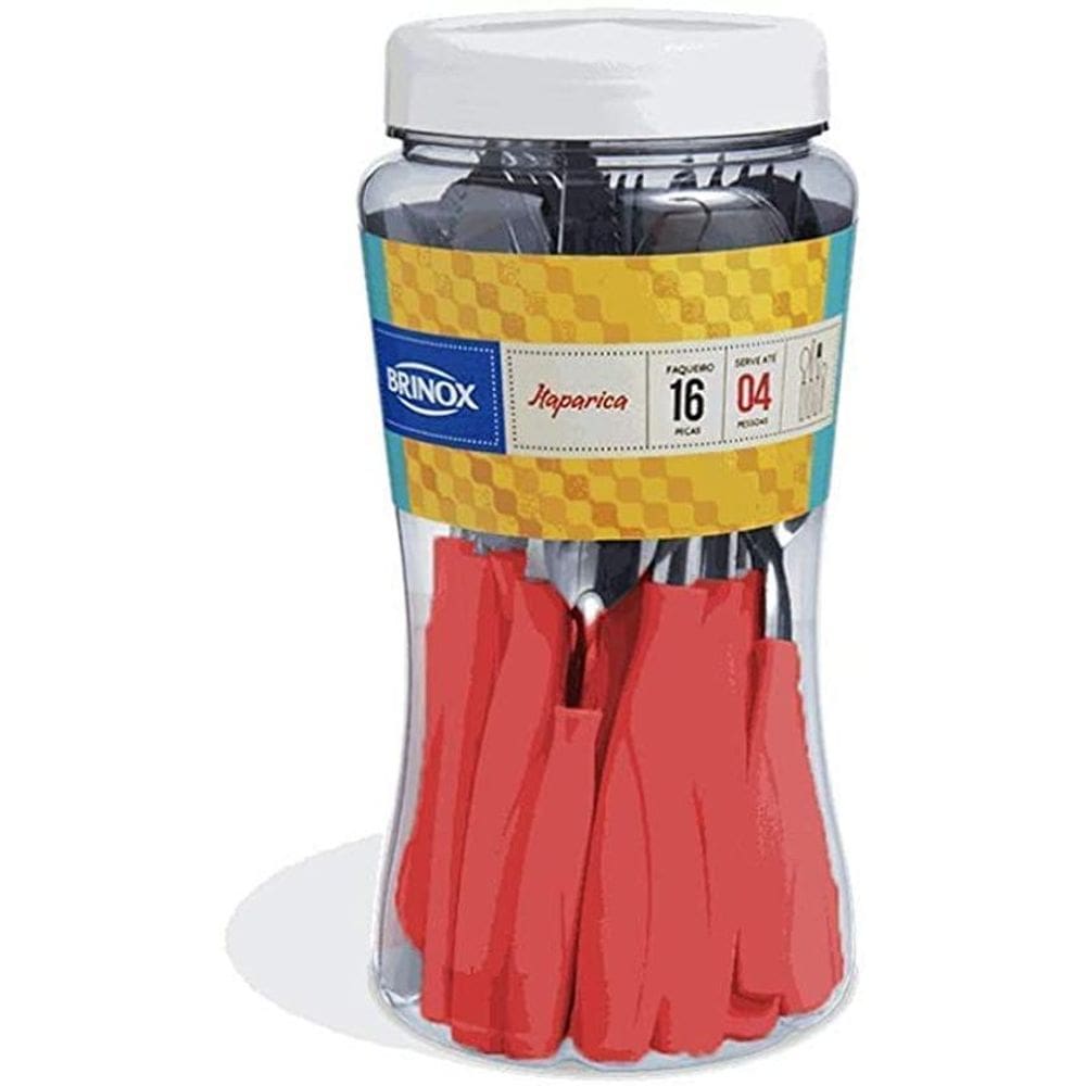 Faqueiro Itaparica 16 Peças Vermelho Bold Aço Inox Brinox