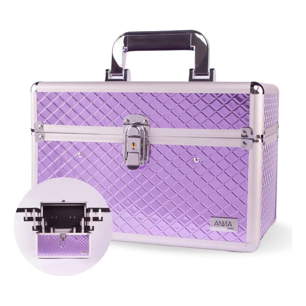 Maleta De Maquiagem Profissional Anna Make R210 Vazia Roxa