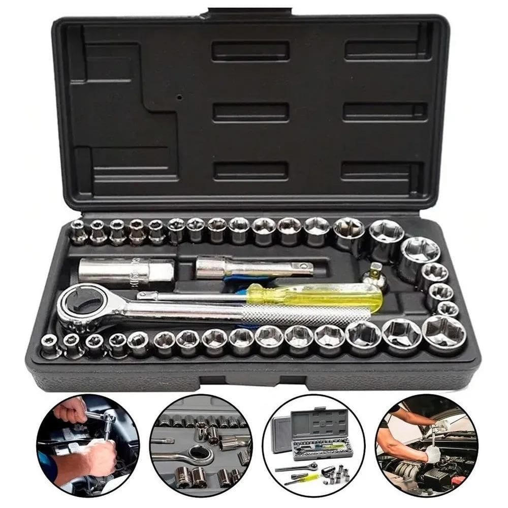 2X Jogo De Chave Catraca Canhão Com 40 Peças Soquet