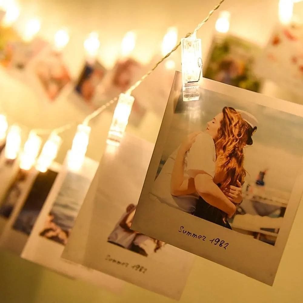 2X Fio De Led 20 Pregadores Led Decoração Varal Para Fotos