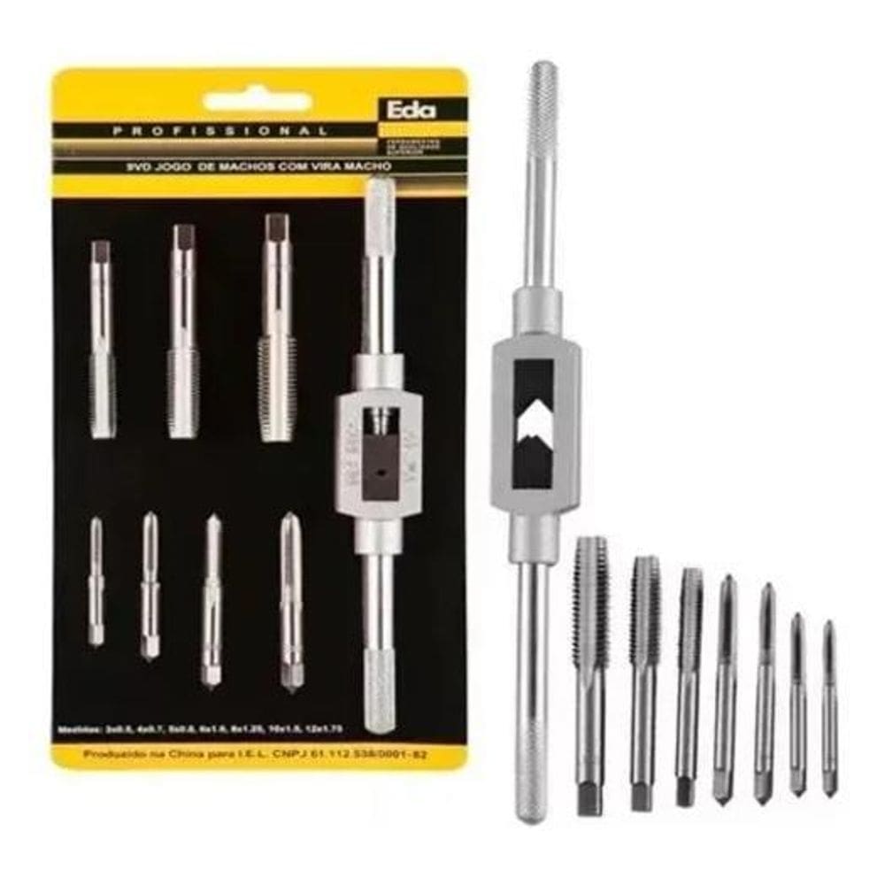 Kit Jogo Macho Vira Macho Manual 8 Peças M3 A M12 Eda 9Vd