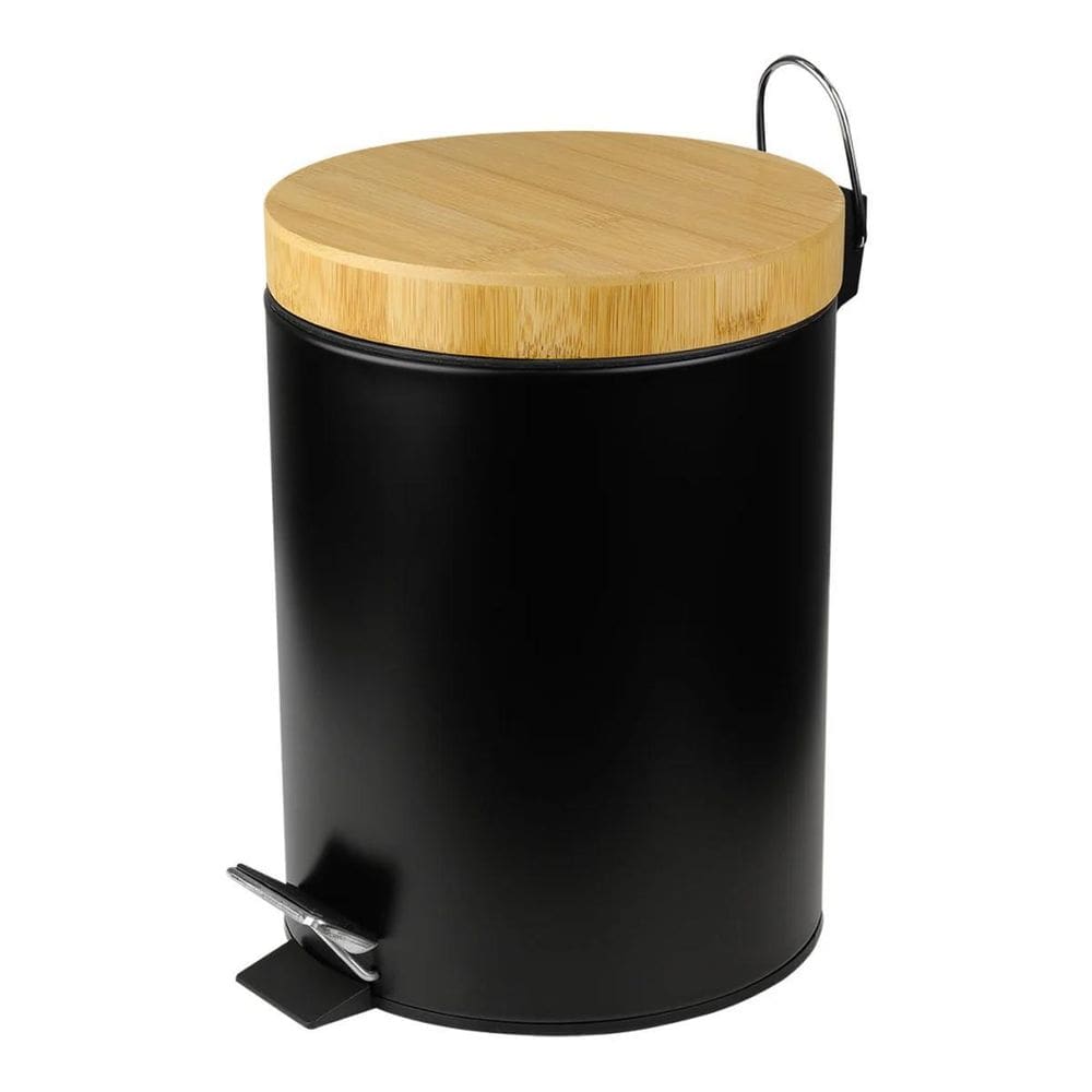 Lixeira Tampa De Bambu Preta 5L 293937 Kala