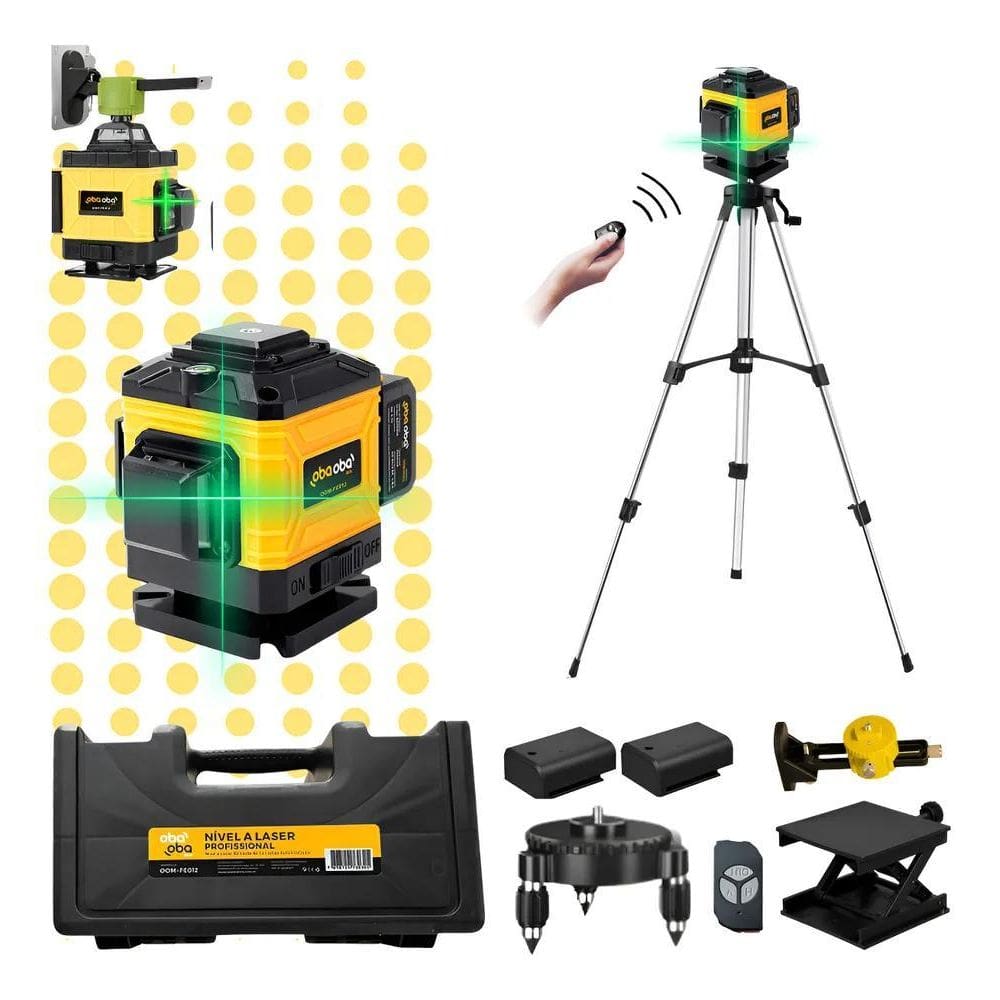 Nível Laser Verde 12 Linhas Profissional Recarregável 30M
