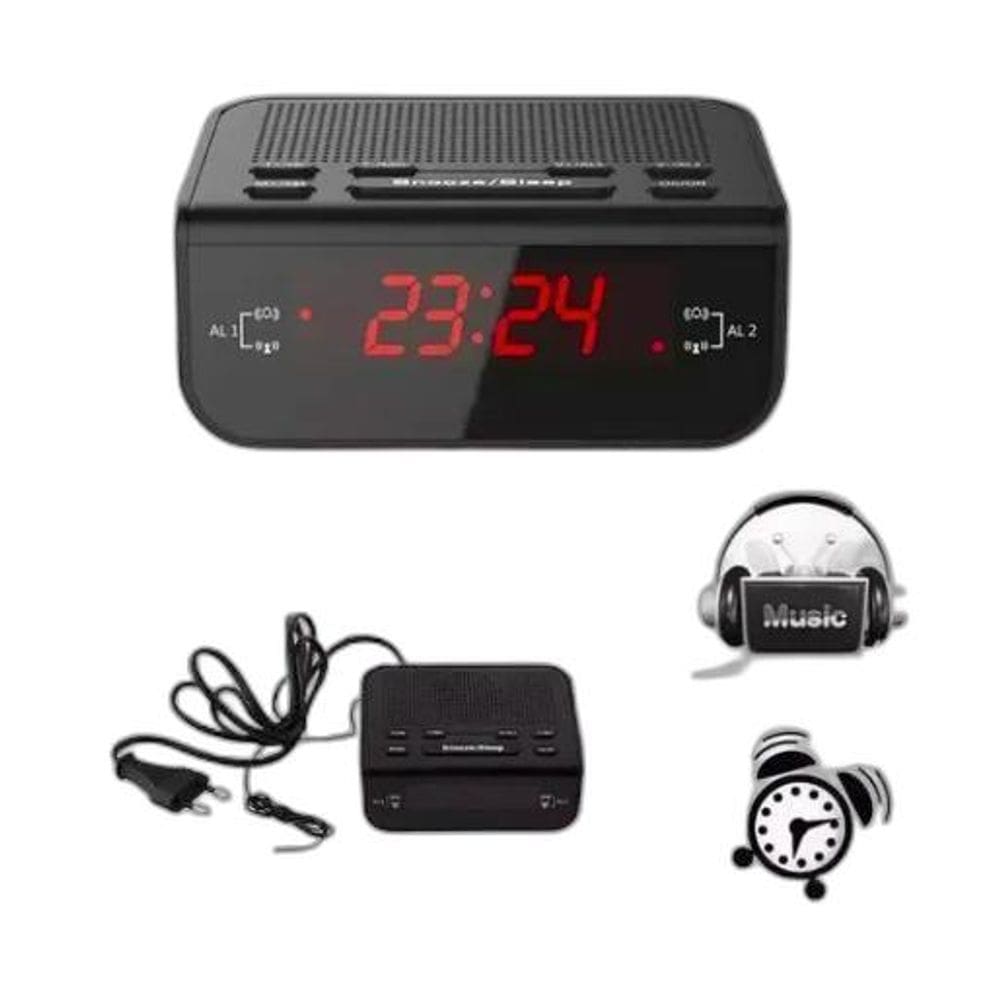 Radio Relógio Despertador Digital Alarme Am/Fm