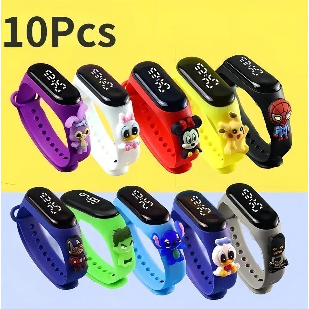 Kit 10 Relógios Infantil Pulseira Digital Led