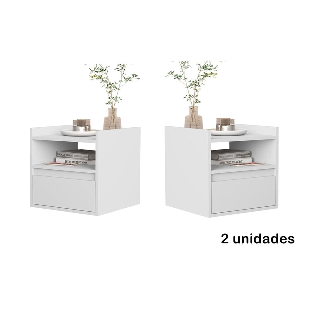 Kit 2 Mesas Cabeceira Suspensa Porta Basculante Melina Cores