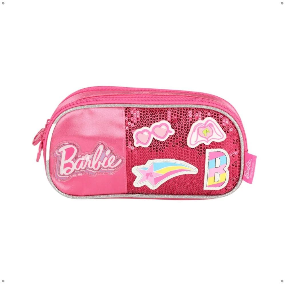 Estojo Escolar Infantil Com 3 Divisórias E Estampa Barbie
