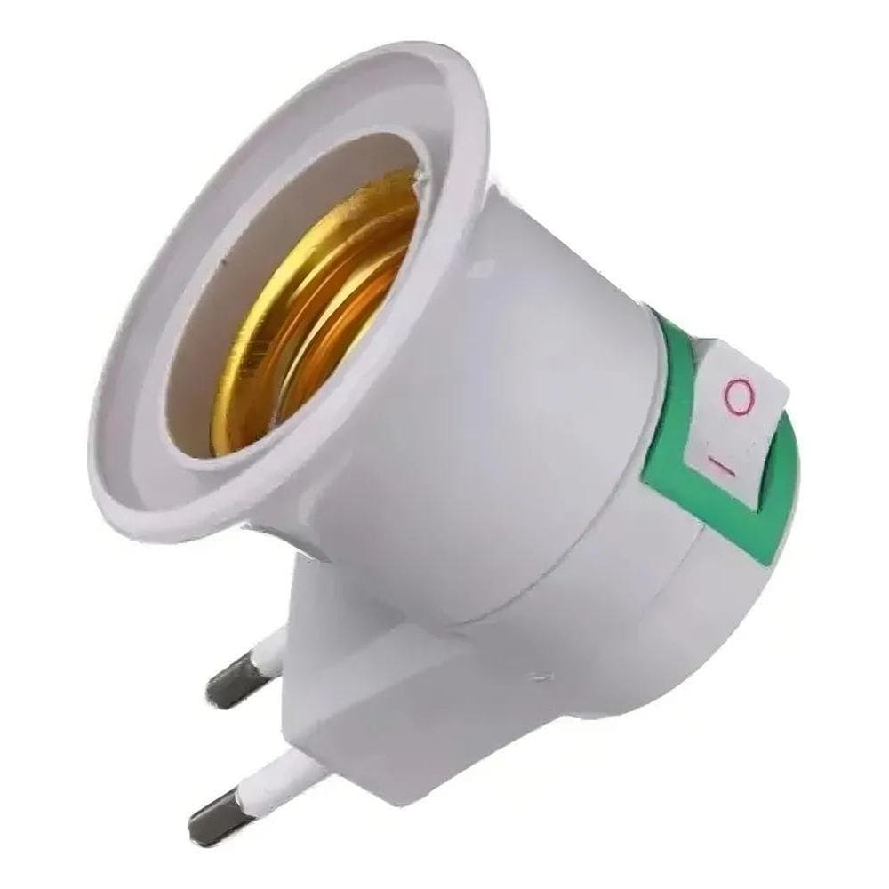 2X Soquete Bocal E27 Adaptador Lâmpada Tomada Liga E Desliga