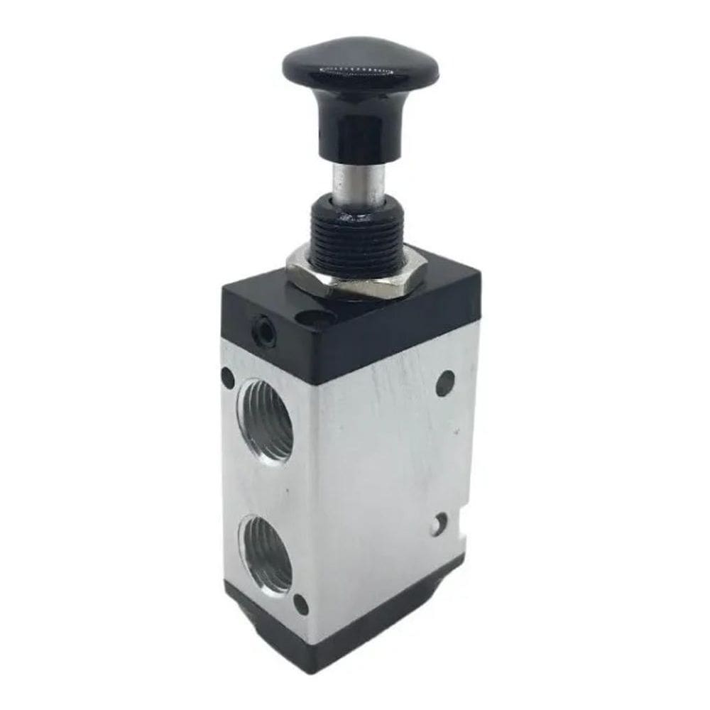 2X Válvula Pneumática 3/2 Vias Acionamento Botão Mola 1/4 Bs