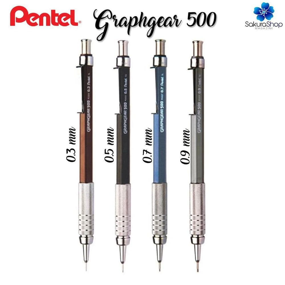 Kit 4 Lapiseira Tecnica Profissional Pentel Graphgear 500