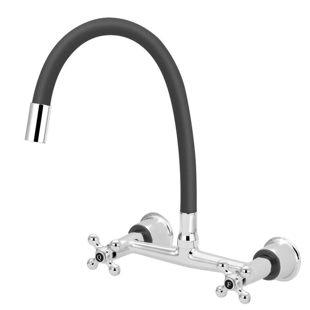 Torneira Misturador Cozinha Gourmet Parede Flexível Preto