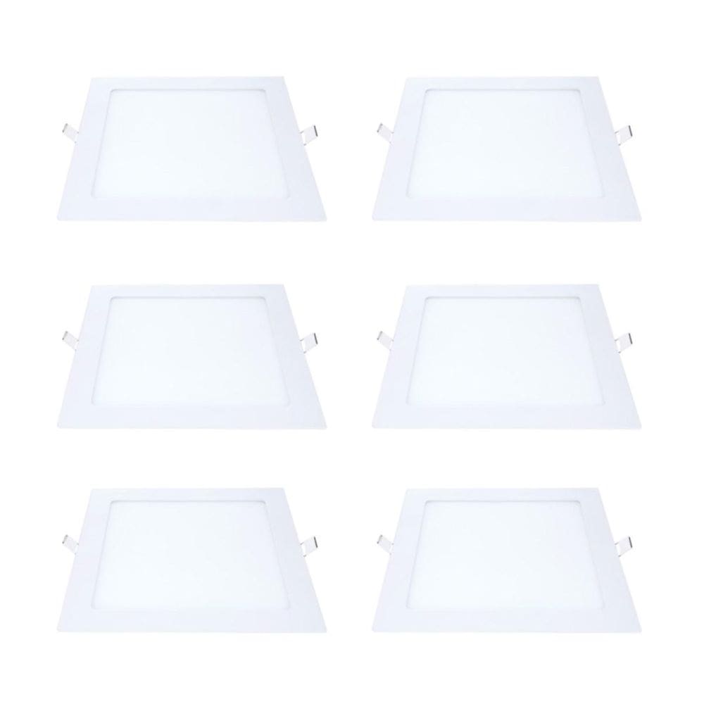 Kit 6 Painel Led Embutir Quadrado Luz Quente 3000K 24W 29Cm