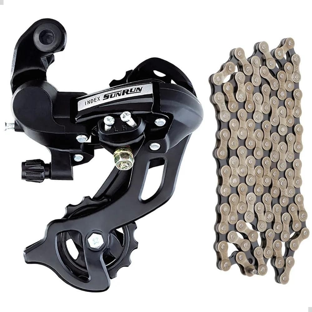 2X Câmbio Traseiro 8V 24 Marchas + Corrente Index Bicicleta