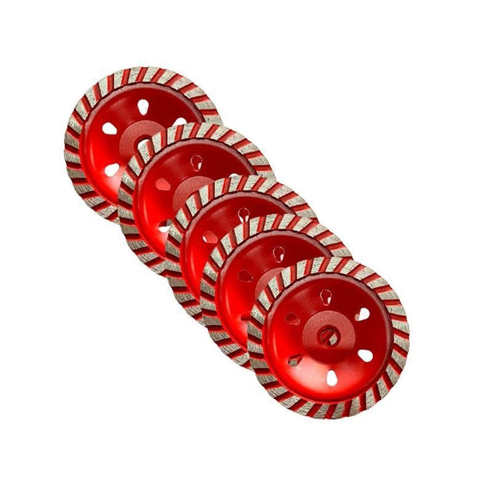 Kit 5 Disco Desbaste Diamantado Turbo Concreto Rebolo 100Mm