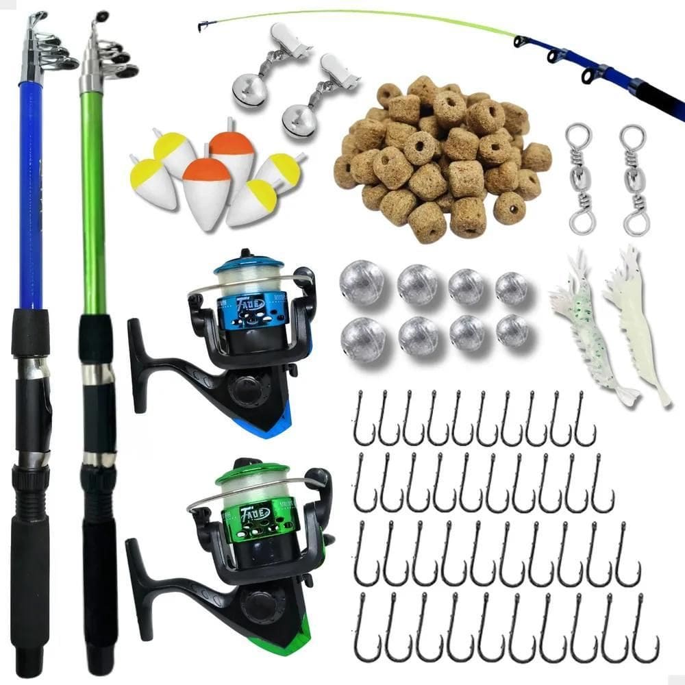 Pescamping Kit Pesca Completo 2 Varas Telescópica Fibra De V