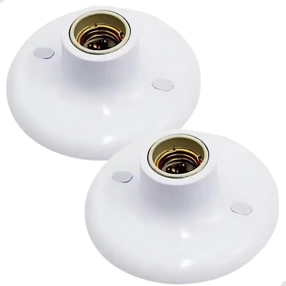 2X 2 Plafon Simples Suporte Lâmpadas Bocal Cerâmico E27