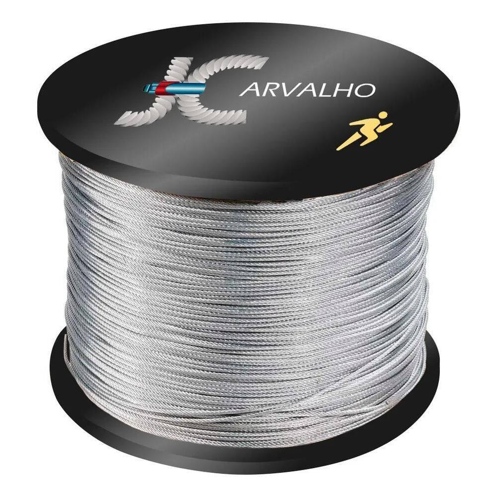 2X 100Mts Cabo Aço Revestido Pvc Cristal Acad Fit 1/8X4,8Mm