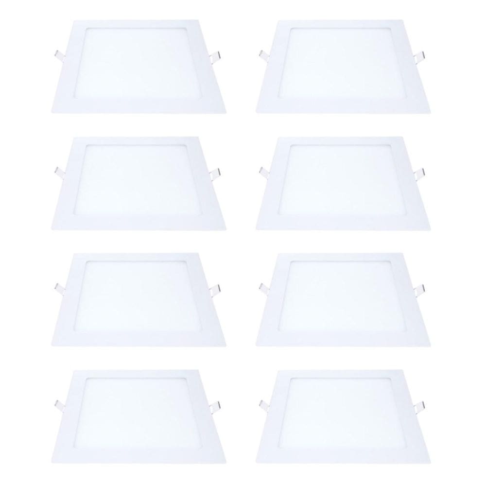 Kit 8 Painel Led Embutir Quadrado Luz Quente 3000K 12W 17Cm