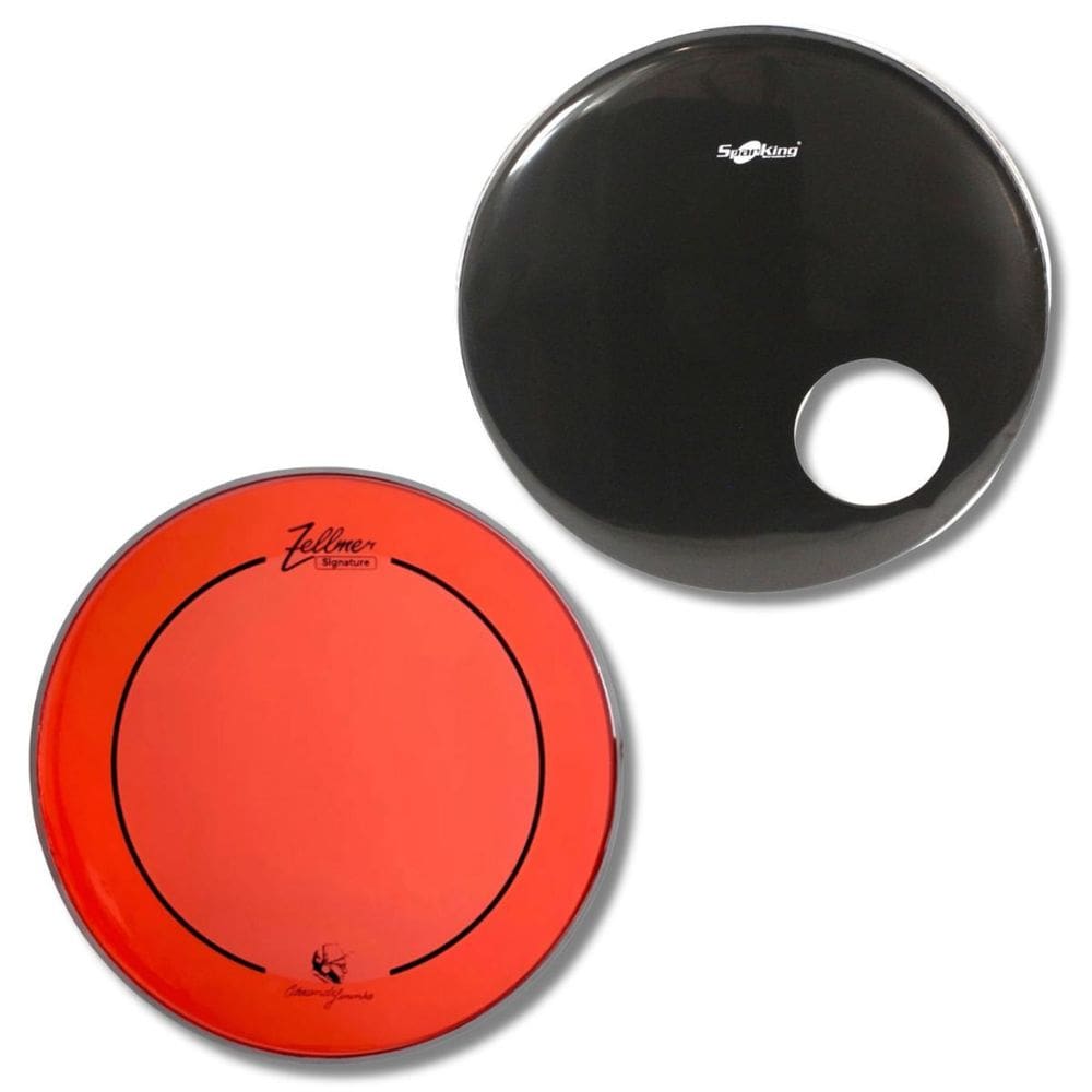 Kit Pele 20 Bumbo Fininho Vermelha + Pele Com Furo Preta