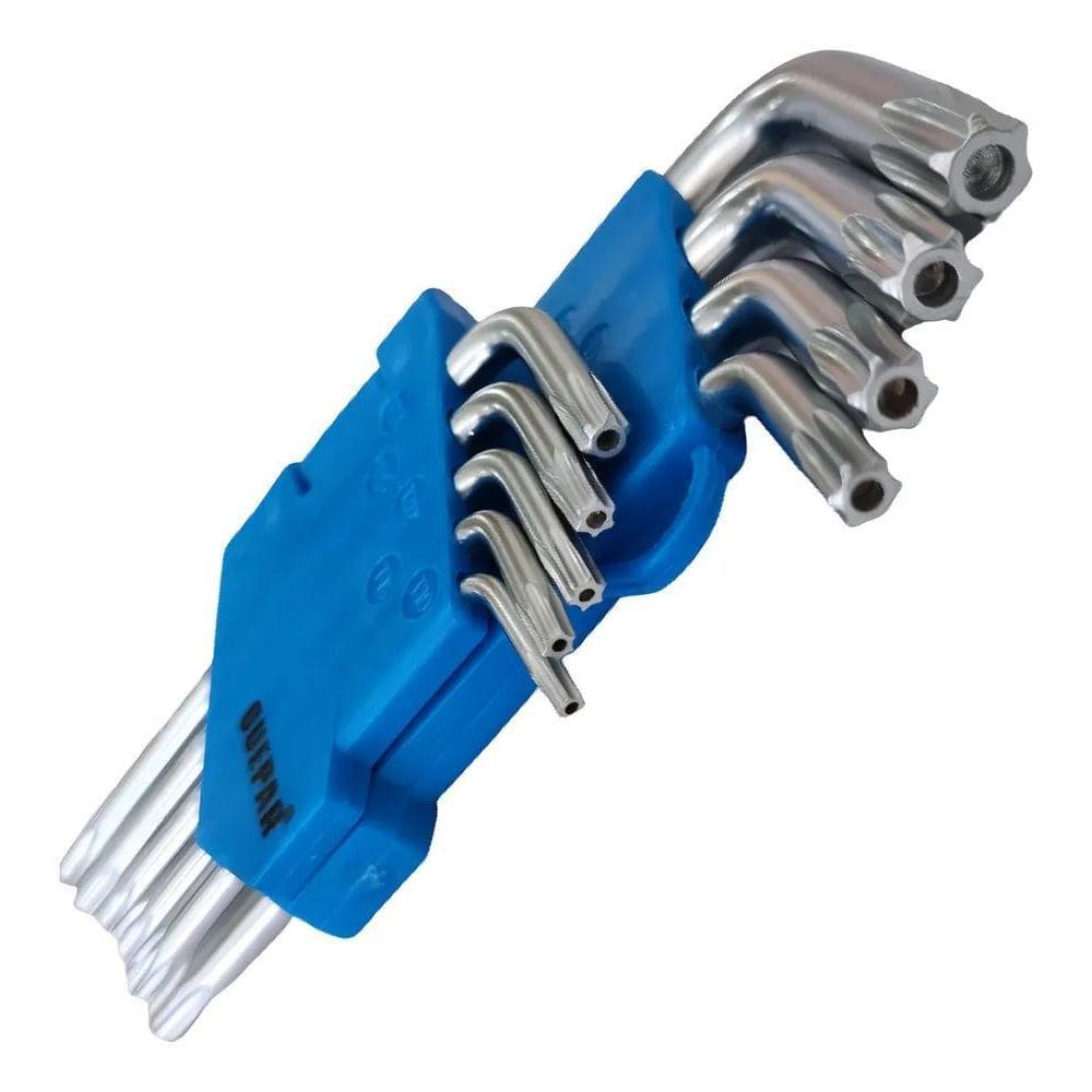 Jogo Chave Torx Torque Cromo Vanádio Média 9 Peças Suporte