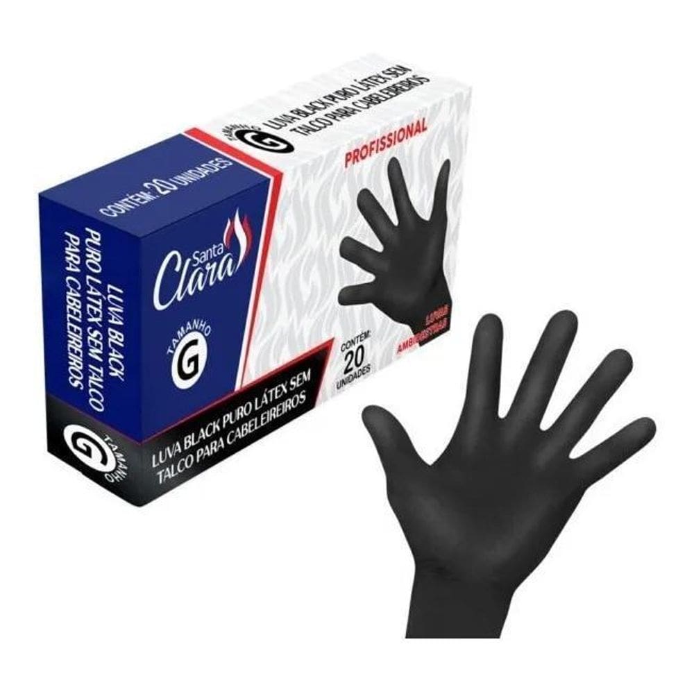 Luva De Latex Preta Maxiblack  Caixa Com 20 Unidades