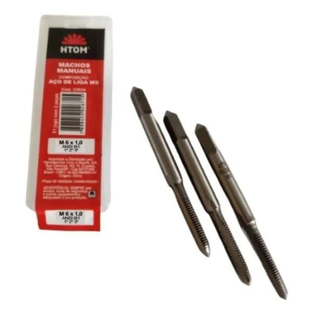 2X Jogo De Macho Manual Aço Liga Ws M6 X 1 Htom Com 3 Peças