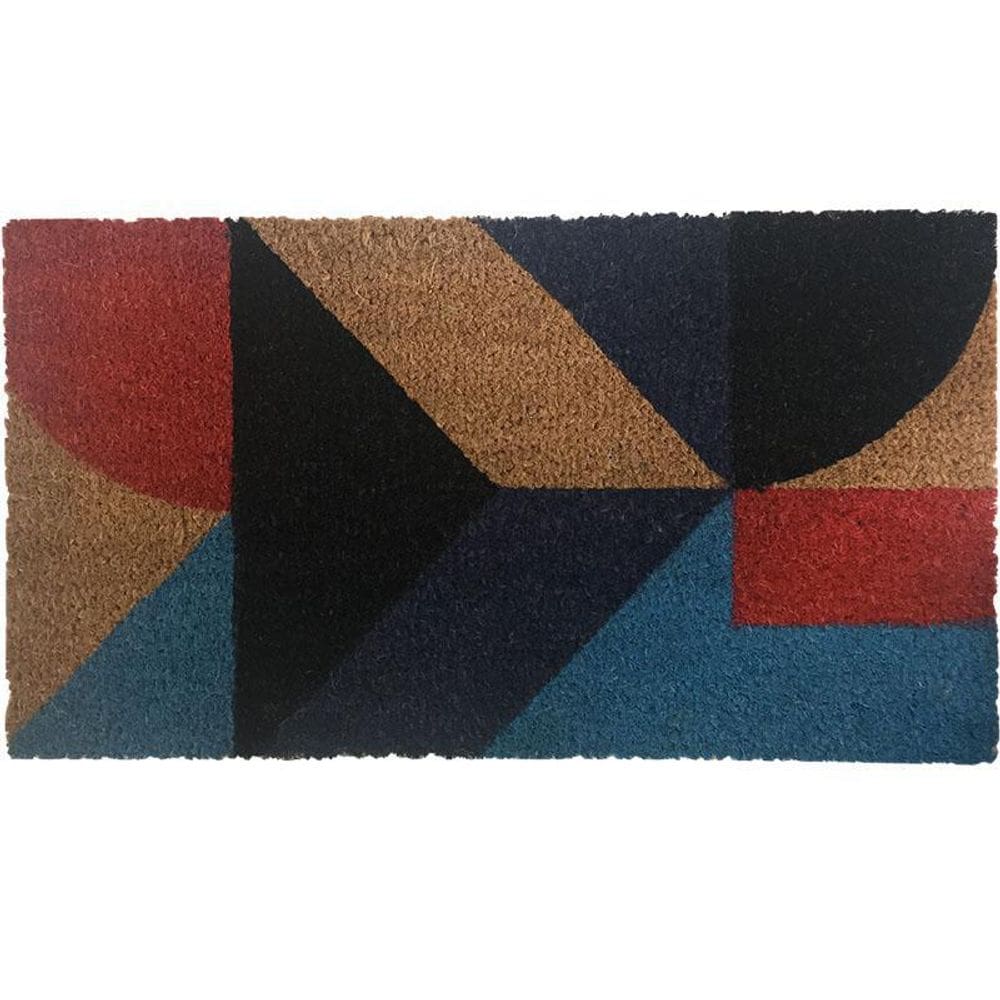 Tapete Capacho Fibra De Coco 60X33Cm Geométrico Vermelho