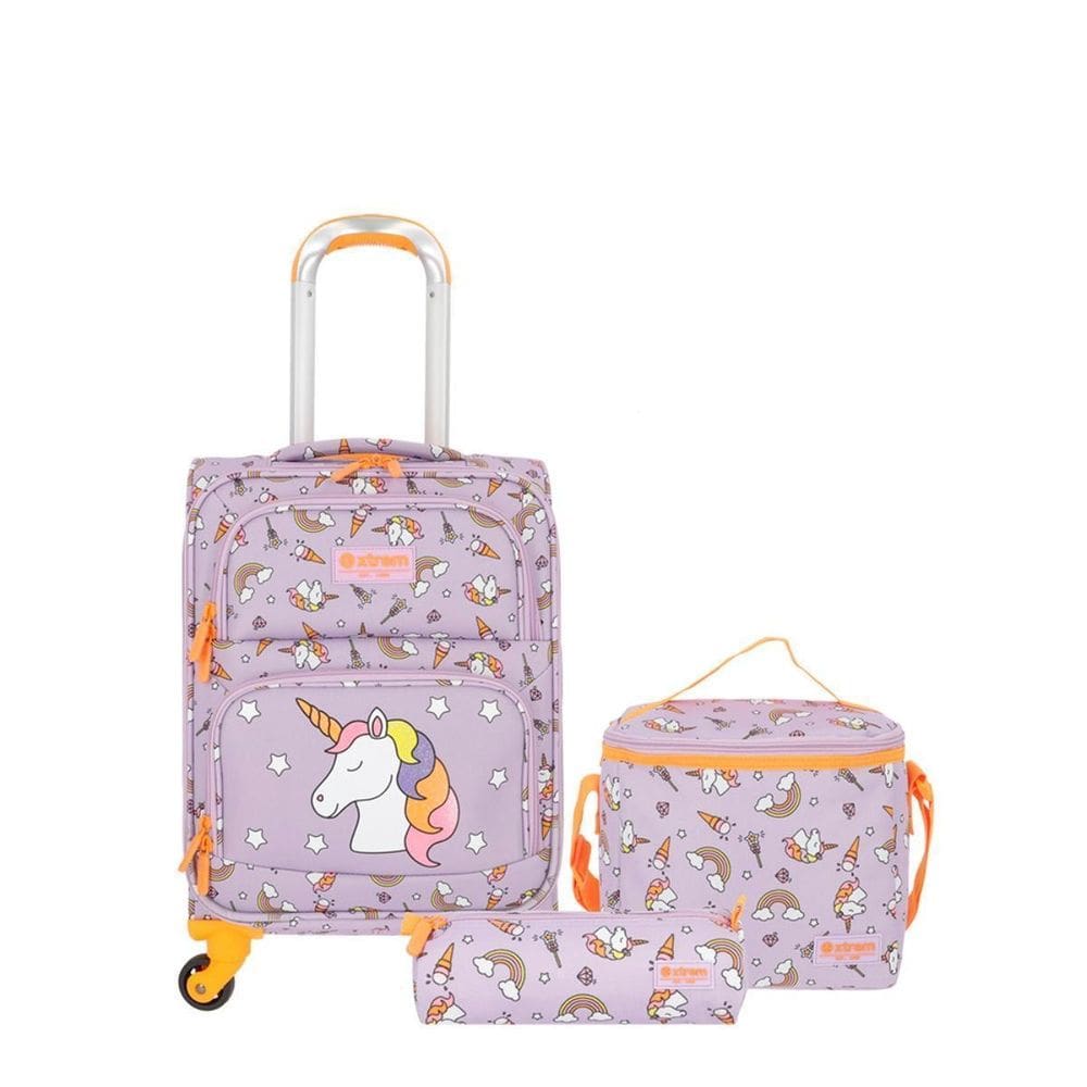Kit Mala Escolar Unicórnio Lancheira Térmica Estojo Viagem